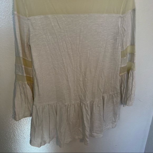 Abound Ruffle Peplum Blouse Bell Sleeve White Mesh - Picture 7 of 9